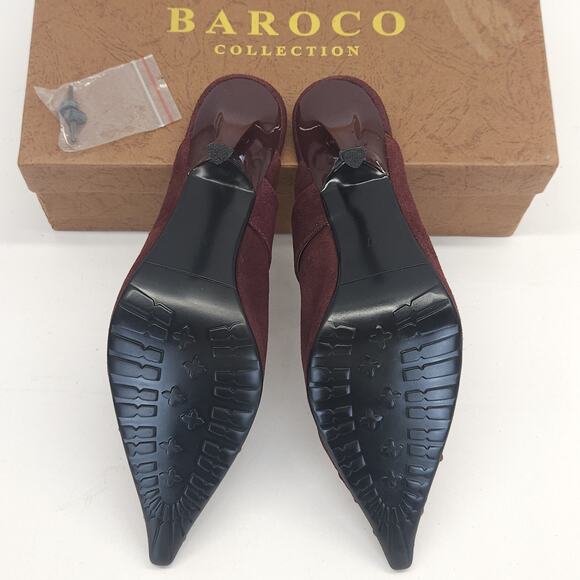 VTG Baroco Kitten Heel 6.5M Suede Ruched Studded Slip On Halloween Goth Witch - Picture 8 of 9